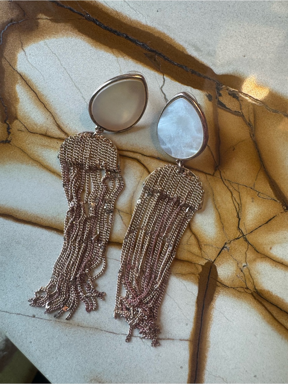 Gold Cascade Opal Fringe Earrings